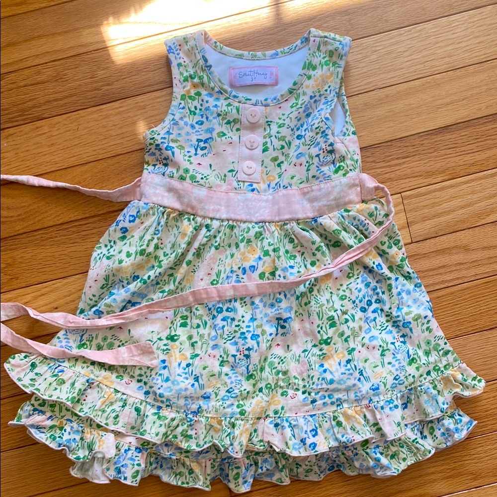 SweetHoney Floral Dress with Pink and Blue